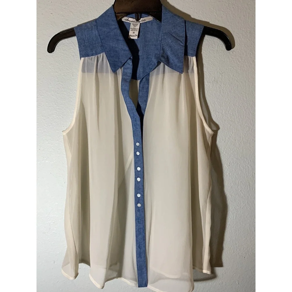 Sleeveless American Rag Jean Sheer White - Picture 1 of 6